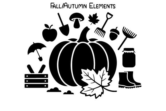 Autumn Elements Silhouette 12: A Practical Asset for Seasonal Design