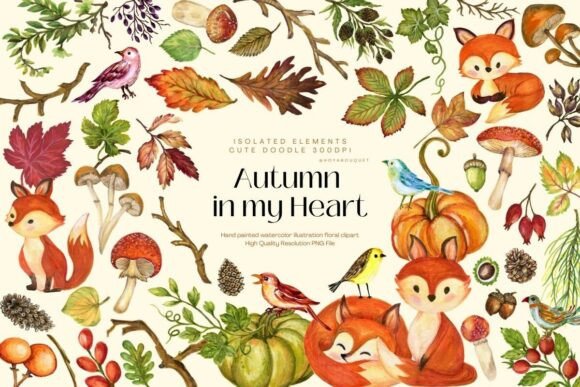 Autumn in My Heart Elements Cute Doodle: A Creative Toolkit for Seasonal Design