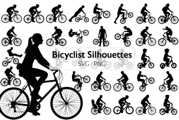 Bicyclist Silhouettes SVG PNG: Dynamic Design Assets