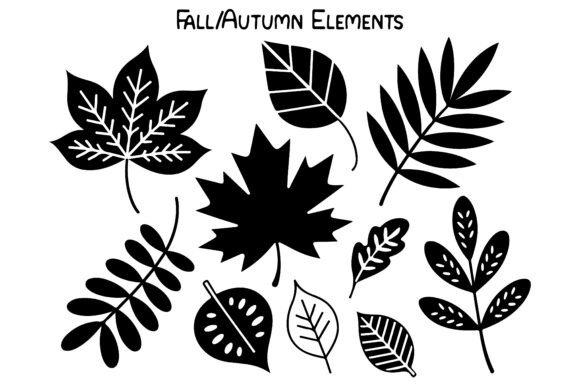 Black Autumn Elements Silhouette Vector