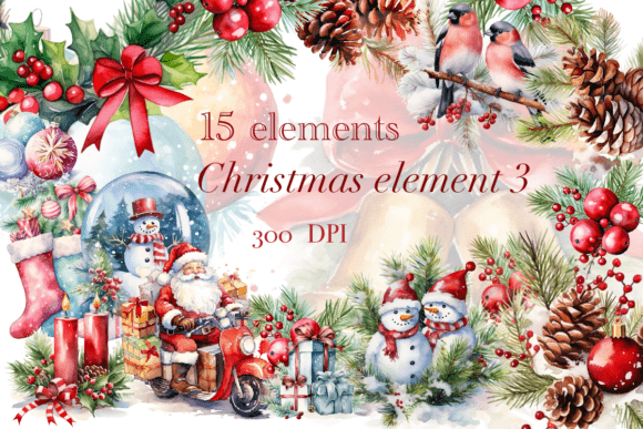 Christmas Elements 3: A Versatile Watercolor Collection for Creators
