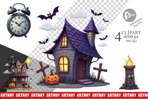 Clipart Haunted Elements: Elegant Design