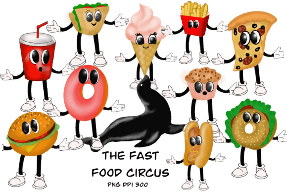 Elevating Creative Projects with The Fast Food Circus Clipart Collection