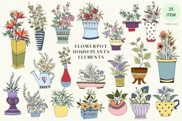 Flowerpot Houseplants Elements: Bringing Nature's Charm to Your Creative Projects