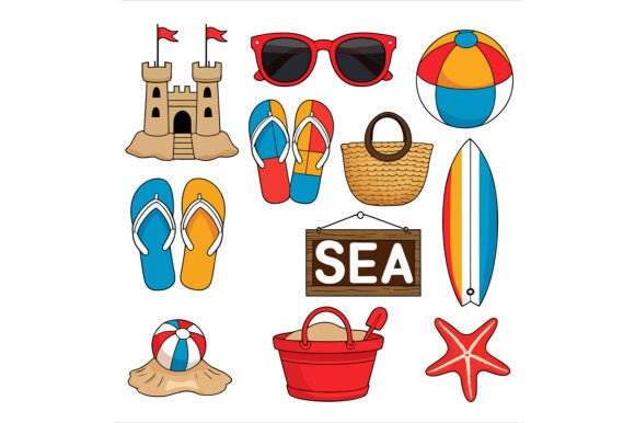 Summer Beach Elements for Vacation Time