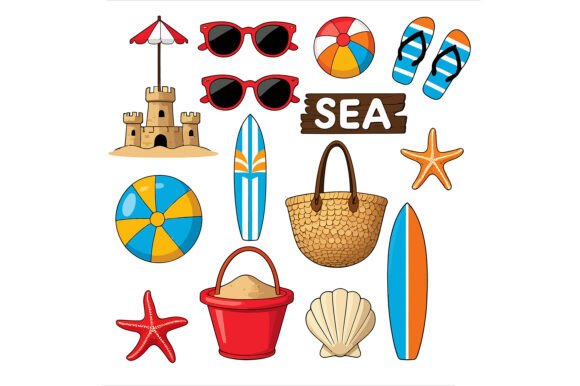 Vector Art of Cartoon Beach Elements: A Creative Toolkit for Summer Designs